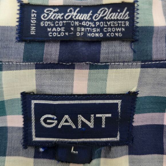 Vintage GANT Fox Hunt Plaid Shirt Men L Buttoned Pocket Button Down Long Sleeve - Picture 10 of 10